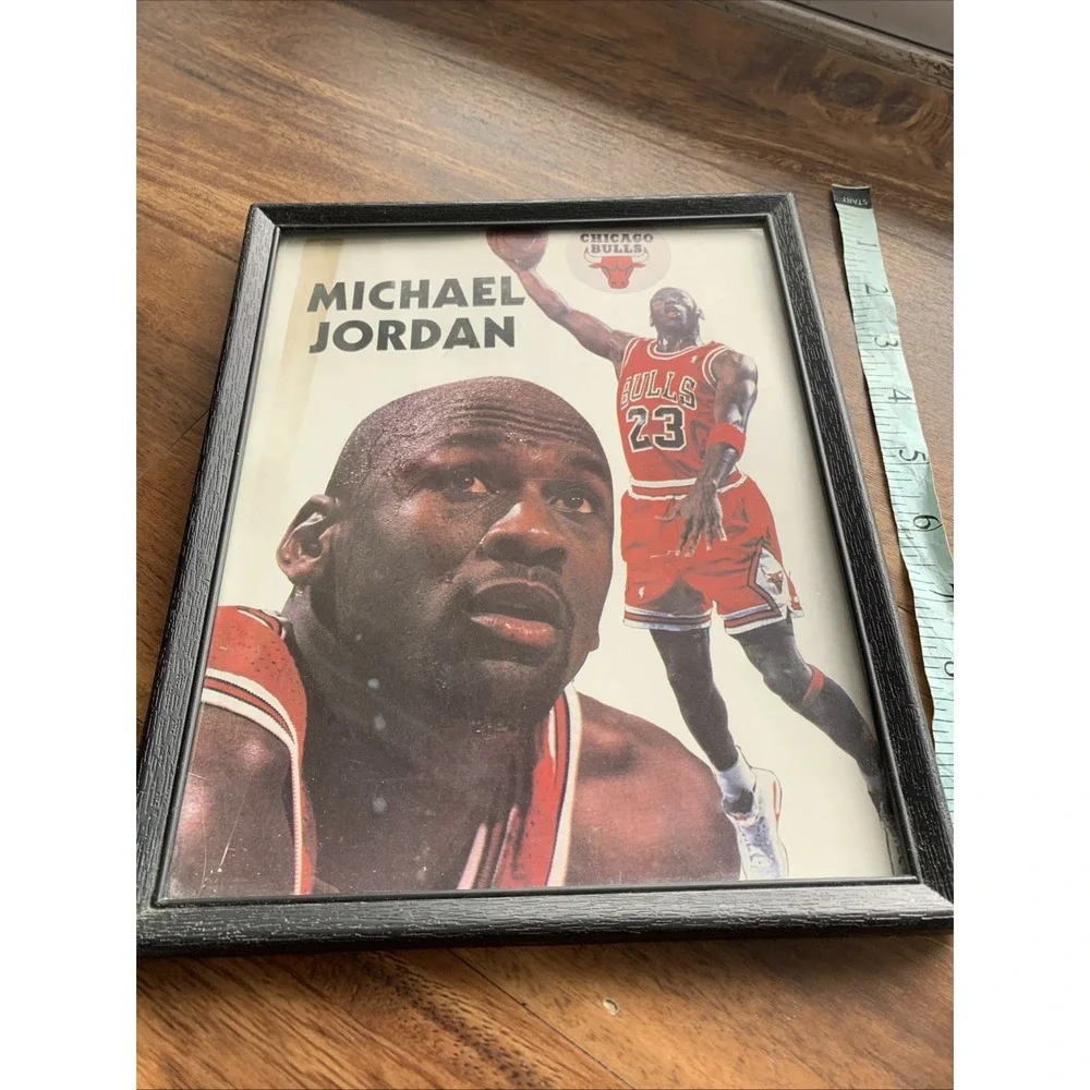 Vintage Michael Jordan Pictured In Glass Frame 10.5 X 9